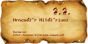 Hrncsár Hiláriusz névjegykártya
